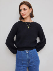 Knit Boat Neck Long Sleeve Top