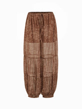 Chiffon Mid Rise Floral Paisley Drawstring Balloon Pants