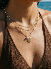 SHELL & STARFISH & FAUX PEARL LAYERED NECKLACE