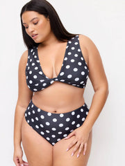 V-neck Polka Dot Twist Bracelet Shorts Bikini Set Curve & Plus