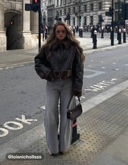 Faux Shearling Collar Solid Zipper Jacket