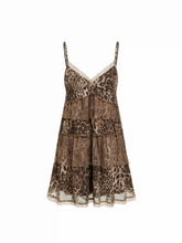 Chiffon Leopard Print Sweetheart Ruffled Tiered Mini Dress