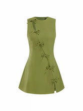 Cotton-blend Round Neckline Knotted Split Mini Dress