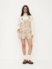 Floral Cotton-blend Square Neck Metal Detail Romper
