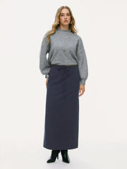 Mid Rise Striped Drawstring Pocket Maxi Skirt