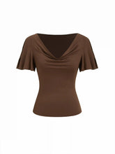 High Stretch Cowl Neck Ruffle Sleeve Tee