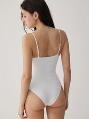 Jersey V-neck Lace Trim Bodysuit