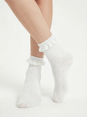 3 PAIRS LACE CREW SOCKS