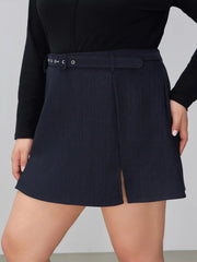 Belted Mid Rise Split Mini Skort Curve & Plus