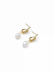KNOT & BAROQUE FAUX PEARL DROP EARRINGS