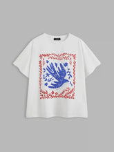 Cotton-blend Round Neckline Bird Graphic Tee Curve & Plus