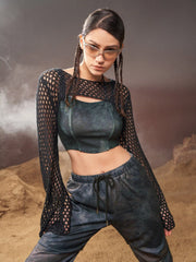 Midnight Veil Ultra-Cropped Long Sleeve Shrug