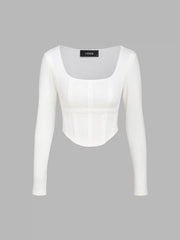 Rib Stitch Solid Crop Top