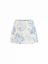 Cotton Mid Rise Fruit Graphic A-line Mini Skirt