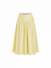 Cotton Mid Rise Wrap Tie A-line Maxi Skirt