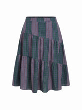 Cotton-blend Mid Rise Tartan Patched Tiered Maxi Skirt Curve & Plus