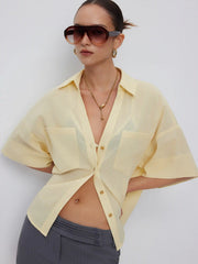 Cotton-blend Short Sleeve Oversized Shirt