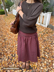 Knit Round Neck Lantern Sleeve Oversized Top