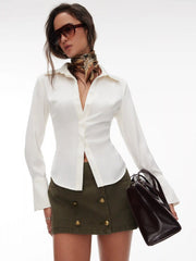 Satin Collar Long Sleeve Shirt