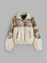 Fleece Collar Floral Cat Knotted Sweatshirt