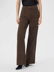 Stretch Denim Mid Rise Straight Leg Jeans