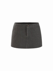 Low Rise Striped Button Mini Skort