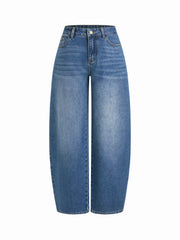 Washed Denim Low Rise Tapered Jeans
