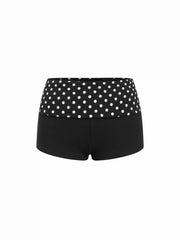 Cotton-blend Low Rise Polka Dot Color-Blocking Micro Shorts