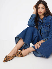 POINTED TOE LEOPARD PRINT SLINGBACK FLATS