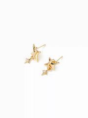 18K GOLD PLATED STAINLESS STEEL STAR RHINESTONE STUD EARRINGS