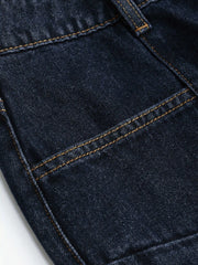 Mid Waist Pocket Straight Leg Jeans