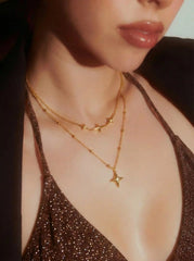 18K GOLD PLATED STAINLESS STEEL STAR LAYERED NECKLACE