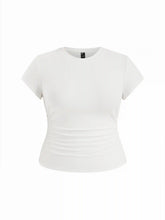 Cotton-blend Ruched Short Sleeve Tee Curve & Plus