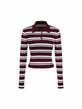 Knit Collar Striped Top