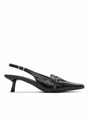 POINTED TOE BUCKLE KITTEN HEELS