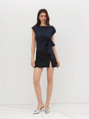 Mid Rise Split Mini Skirt