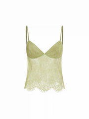 Lace Sweetheart Neck See-through Slim Cami Top