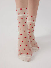 HEART POLKA DOT ANKLE SOCKS