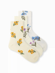 3 PAIRS FLORAL CREW SOCKS