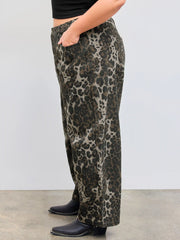 Cider Denim Mid Rise Leopard Pocket Barrel-leg Jeans Curve & Plus