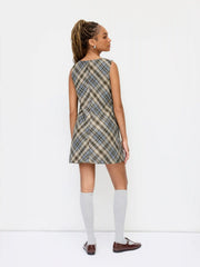 Plaid Boat Neck Mini Shift Dress