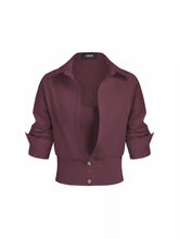 Cotton Collar Mid-length Sleeve Shirt with Cami Top
