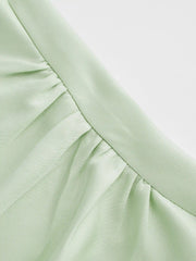 Satin Boat Neck Ruched Maxi Dress