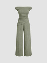 Cotton-blend Off-shoulder Ruched Jumpsuit