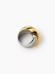 MIXED METAL 18K GOLD PLATED STAINLESS STEEL TWISTED RING