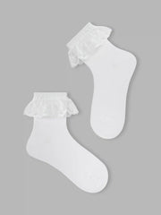 3 PAIRS LACE TRIM ANKLE SOCKS SET