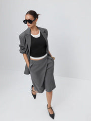 Solid Mid Rise Bermuda Shorts