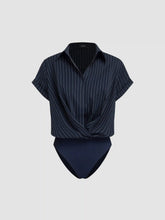 Collar Twist Oversized Shirt Bodysuit
