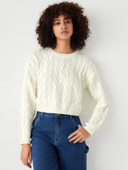 Round Neck Cable Knit Sweater