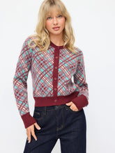 Knit Jacquard Checks Contrasting Binding Cardigan